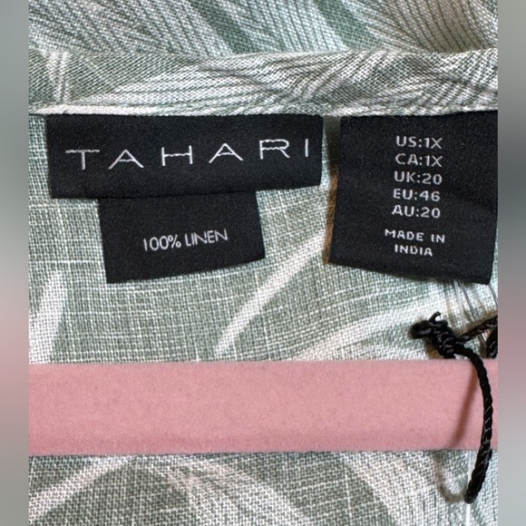 Tahari Palm Print  Linen Blouse - Picture 4 of 6